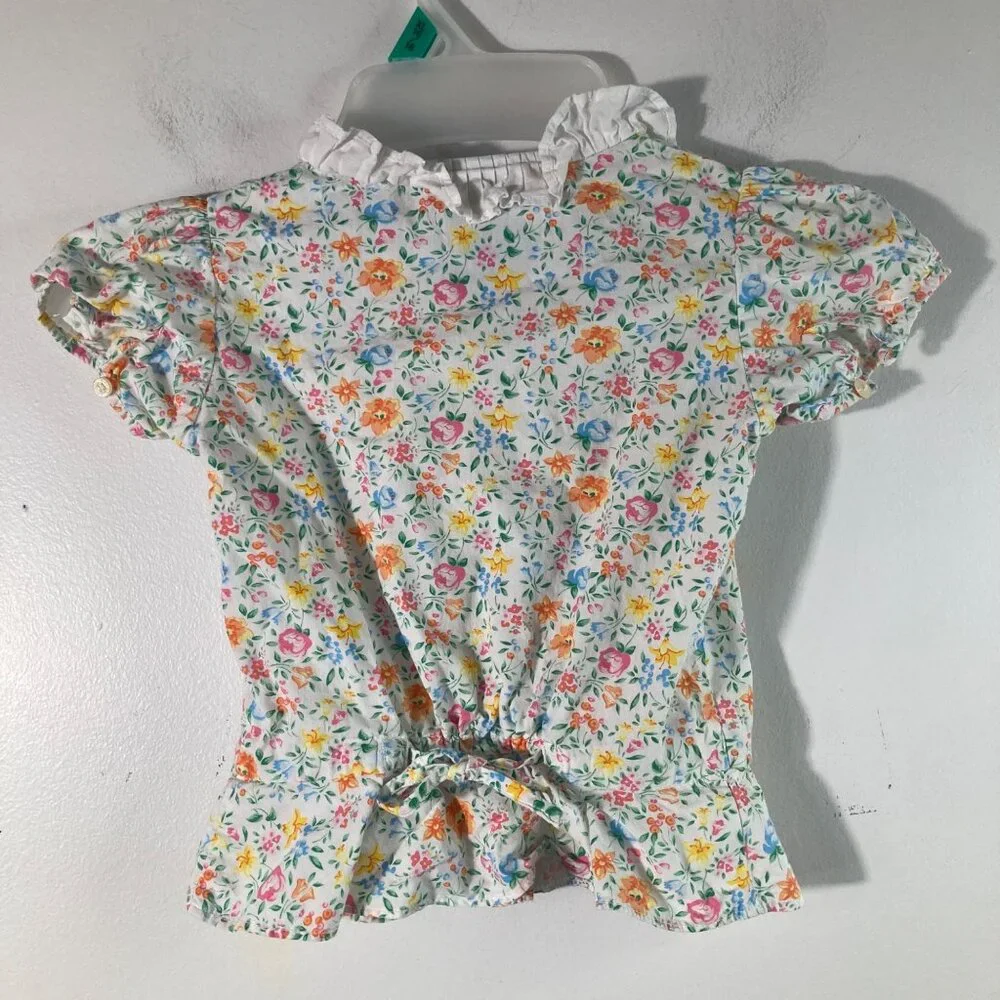 Girls‎ Ralph Lauren Floral Button Front Peplum Top  5 Tie Back Cotton